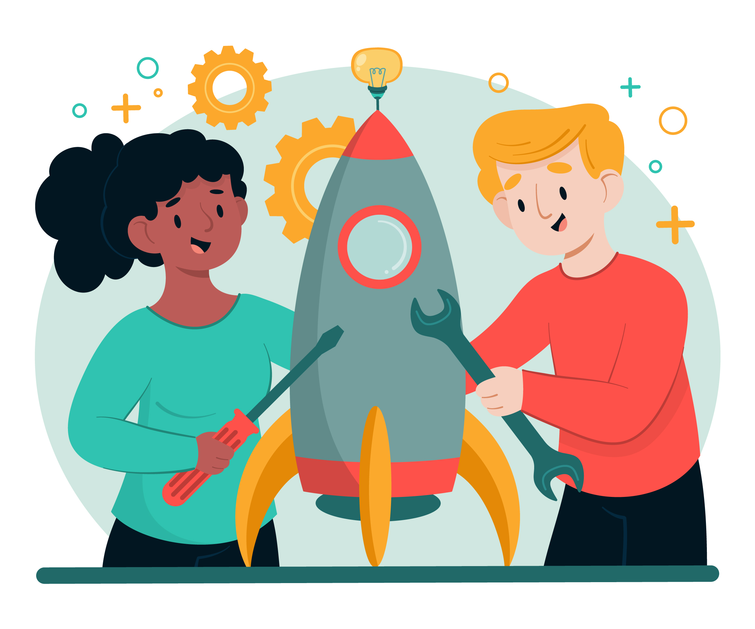 make and female making rocket together